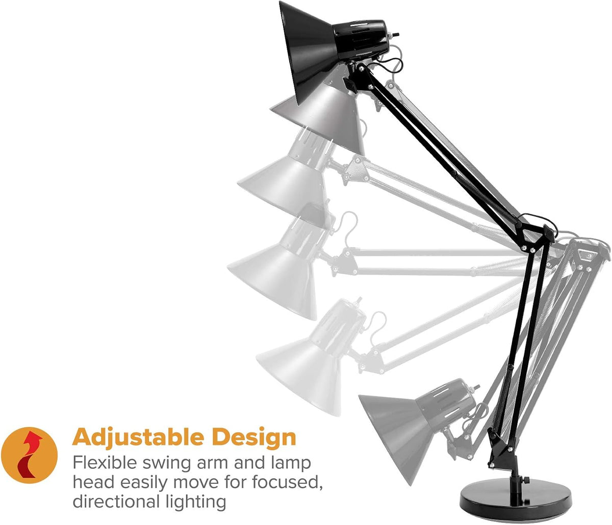 bostitch office vlf100d swing arm desk lamp, metal, side view