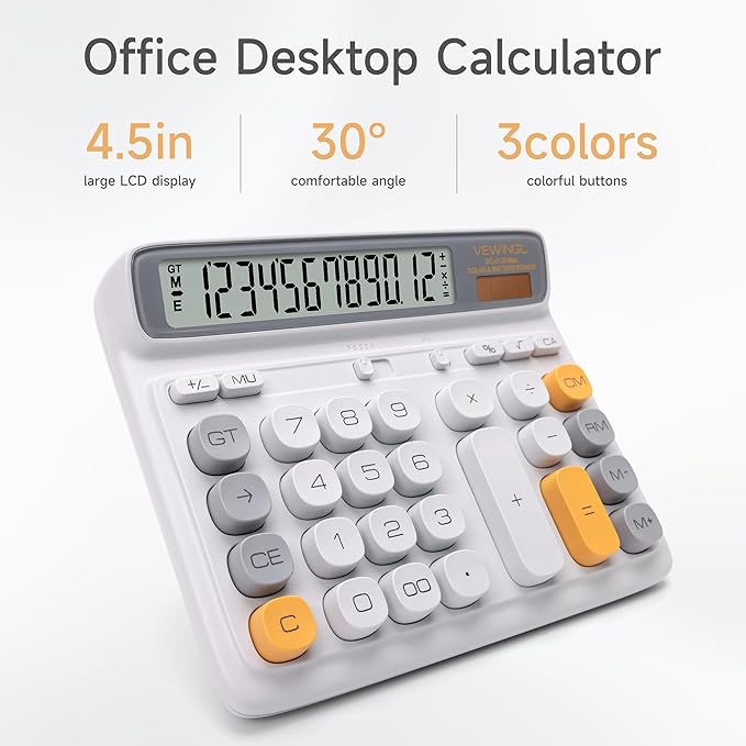 VEWINGL Desktop Calculator, 12-Digit Large LCD Display, Big Computer-Style Keys - Image 2