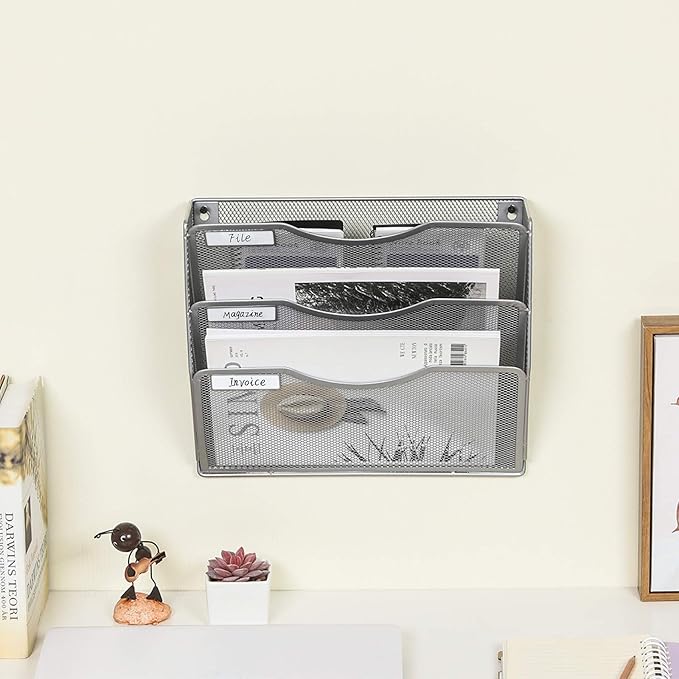 EasyPAG 3 Pocket Mesh Wall File Organizer, Hanging Paper Folder Holder - Image 5