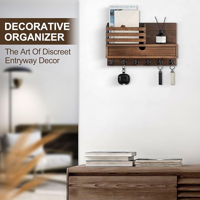 Lucundm Key Holder Wall Mount, Mail Holder - Image 4