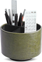 Hennaja Round Leather Art Supply Organizer, Remote Control Holder, 360 Degree by Hennaja