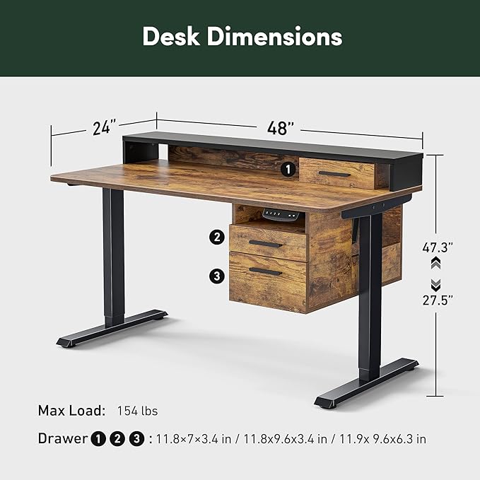 FEZIBO Electric Standing Desk 48 x 24 Inch - Image 2