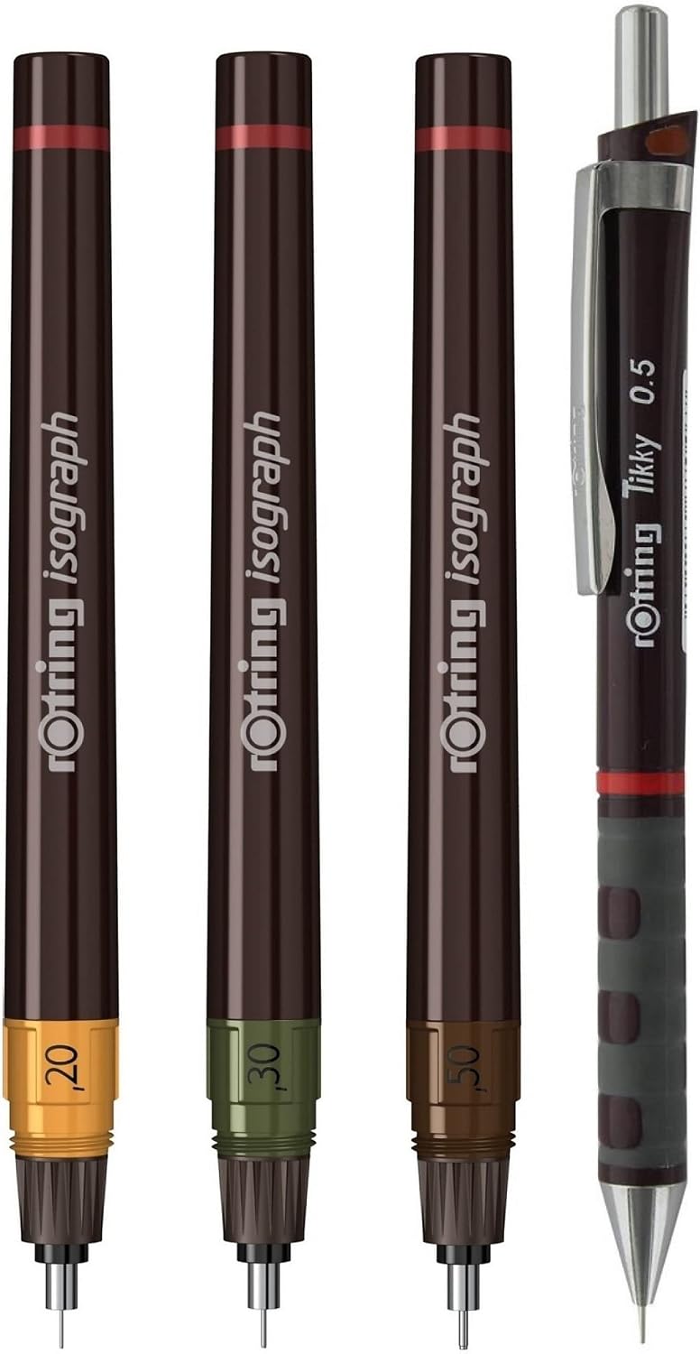 rOtring Isograph Technical Drawing Pen College Set, (0.20, 0.30, 0.50 mm), In...