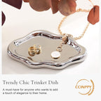 CCINPPY Ceramic Jewelry Tray Trinket Dish, Decorative Cloud Vanity Key Tray - Image 4