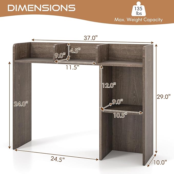 Tangkula Desktop Bookshelf, Countertop Storage Hutch - Image 3