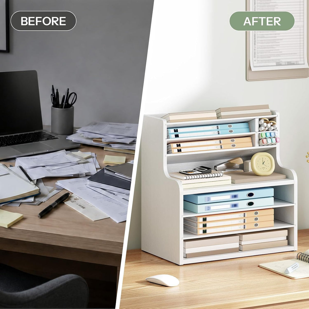 HOOBRO Desktop File Organizer, 7-Tier Desktop Letter Sorter, Mail Holder