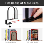WOMACO Book Ends for Heavy Books, Heavy Duty Bookend for Shelves, Super Steady Clamp-On Non-Skid Metal Book Shelves Holders Stoppers for CDs, Vinyl Records (Black, 6 Pairs)