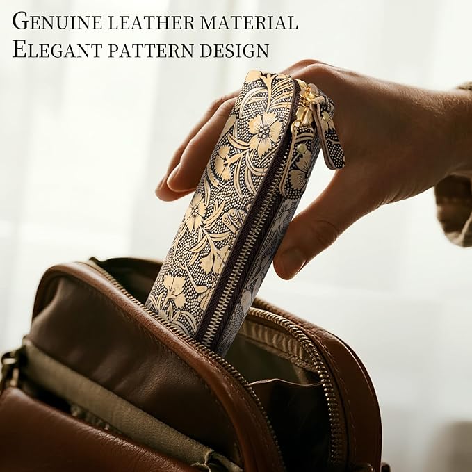 Gexmil Genuine Leather Pen Case, Full Grain Leather Pencil Holder, Hand-made - Image 3