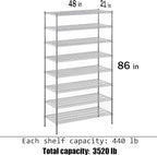 Regal Altair 21" Deep x 48" Wide x 86" Height Wire Shelving Kit | 8-Tier | NSF - Image 3