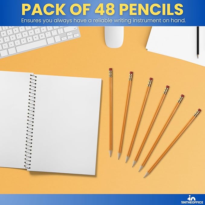 1InTheOffice Lead Pencils, Sharpened Pencils #2 HB, Wood-Cased, 48 Pack - Image 6