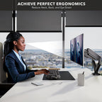 mount-it! dual monitor desk mount, 13-32", 17.6 lbs showing dimensions