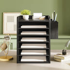 HOOBRO Adjustable Countertop Mail Sorter, 6 Tier Wooden Paper Organizer - Image 6