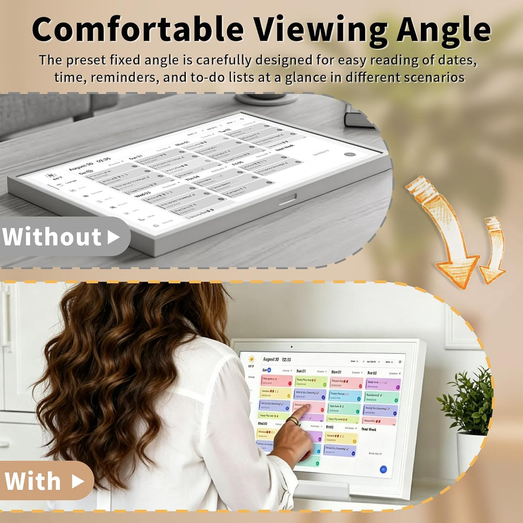 Adjustable Desktop Stand for Skylight Calendar Max 27 inch 15 inch (White) | 15 inch Desk Mount Holder,Detachable Tool-Free, 27 inch Digital Calendar Stand, With Stylus Pen and Pen Holder Mount