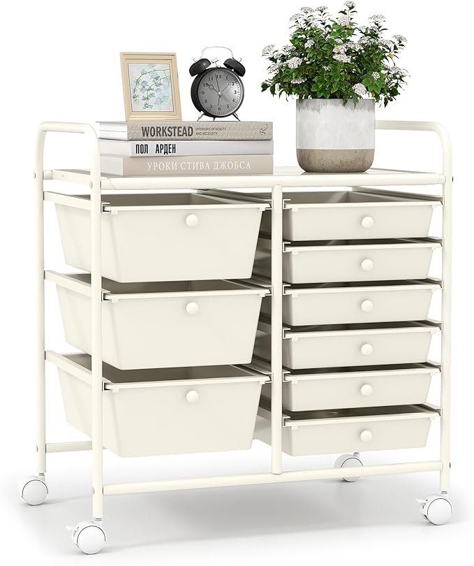 LDAILY 9 Drawer Rolling Storage Cart, Rolling Cart by LDAILY