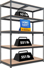 HOMEDANT 47.7" W Deep 5 Tier Heavy Duty Garage Shelving Adjustable Metal Rack by TheBestOrganizingSolution