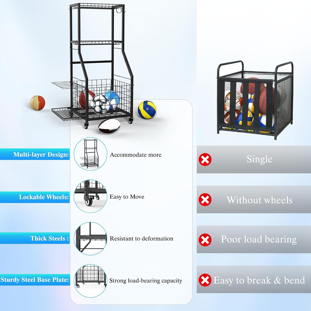 sports equipment garage organizer,garage ball storage rack for on a desk or shelf