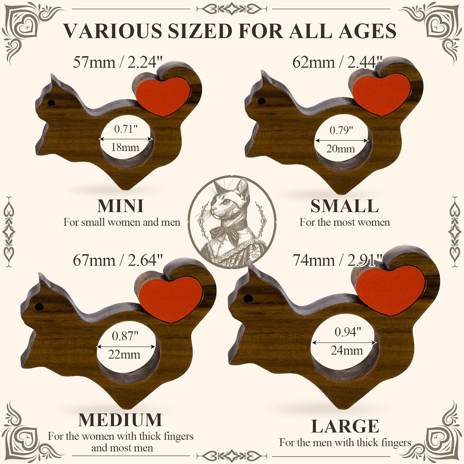 Cat Book Page Holder with Detachable Heart Gifts for Valentine's Day,Walnut Thumb Book Page Holders for Reading,Book Opener Holder Reading Accessories for Book Lovers with Gift Box (Large 0.94")