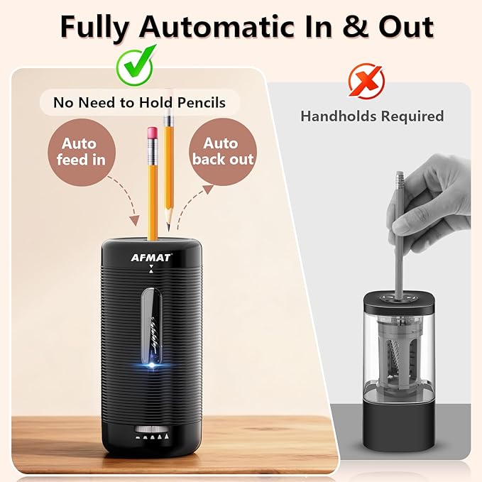 AFMAT Electric Pencil Sharpener, Fully Automatic Pencil Sharpener, Auto in & Out - Image 2