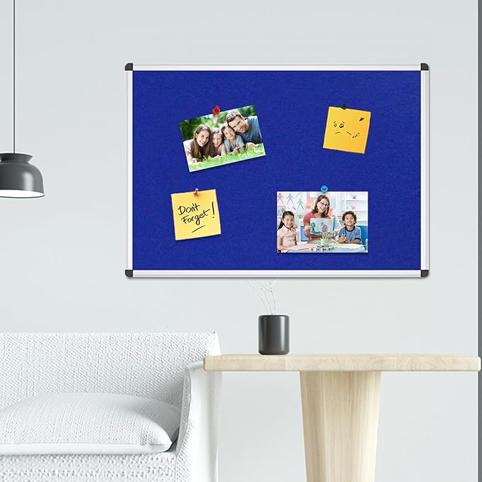 VIZ-PRO Notice Board Felt Blue, 36 X 24 Inches - Image 6