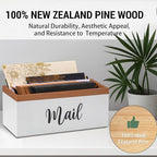 100% Real Wood Mail Organizer for Countertop, Dual-Sided Mail Script Design - Image 3