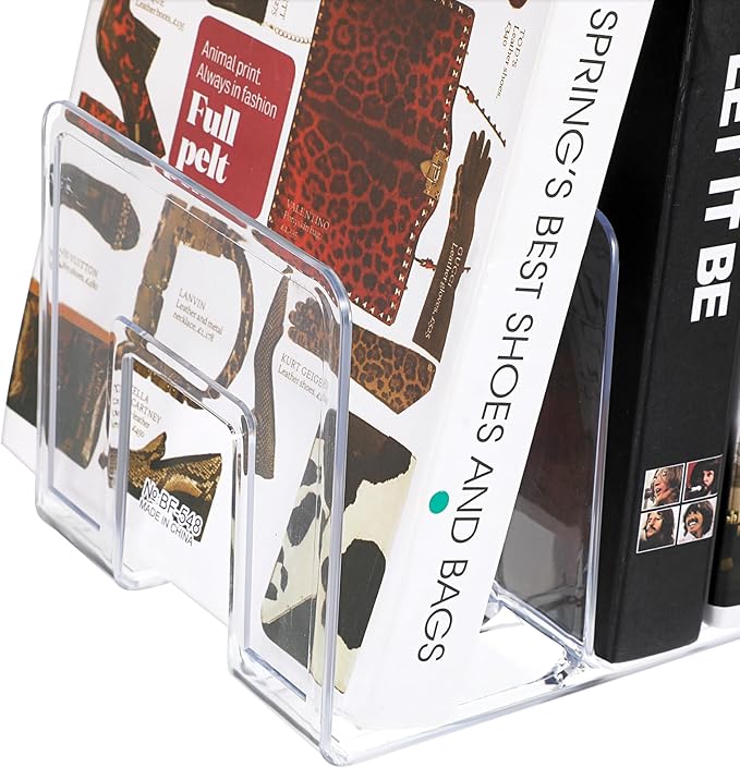 Lemecima 4 Pack Acrylic File Sorter, 4-Section Clear Desktop File Folder Holder - Image 4