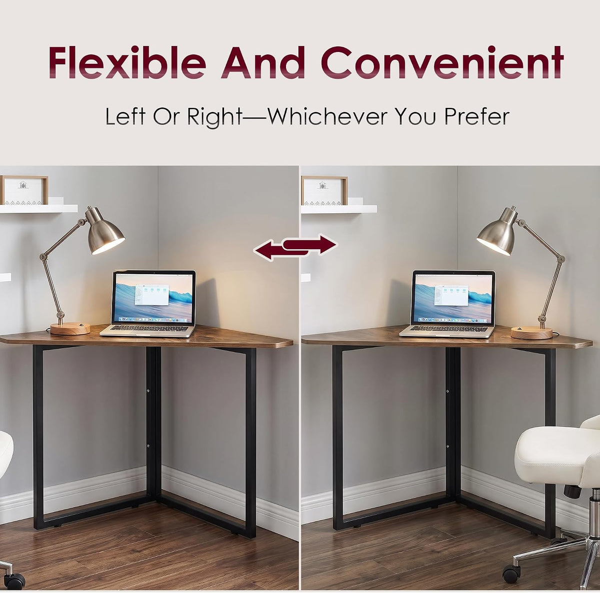 VECELO Corner Desk,Office Tables for Living Room for Small Space Triangle Com...
