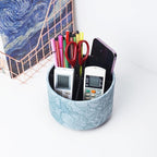 Hennaja Round Leather Art Supply Organizer, Remote Control Holder, 360 Degree - Image 6
