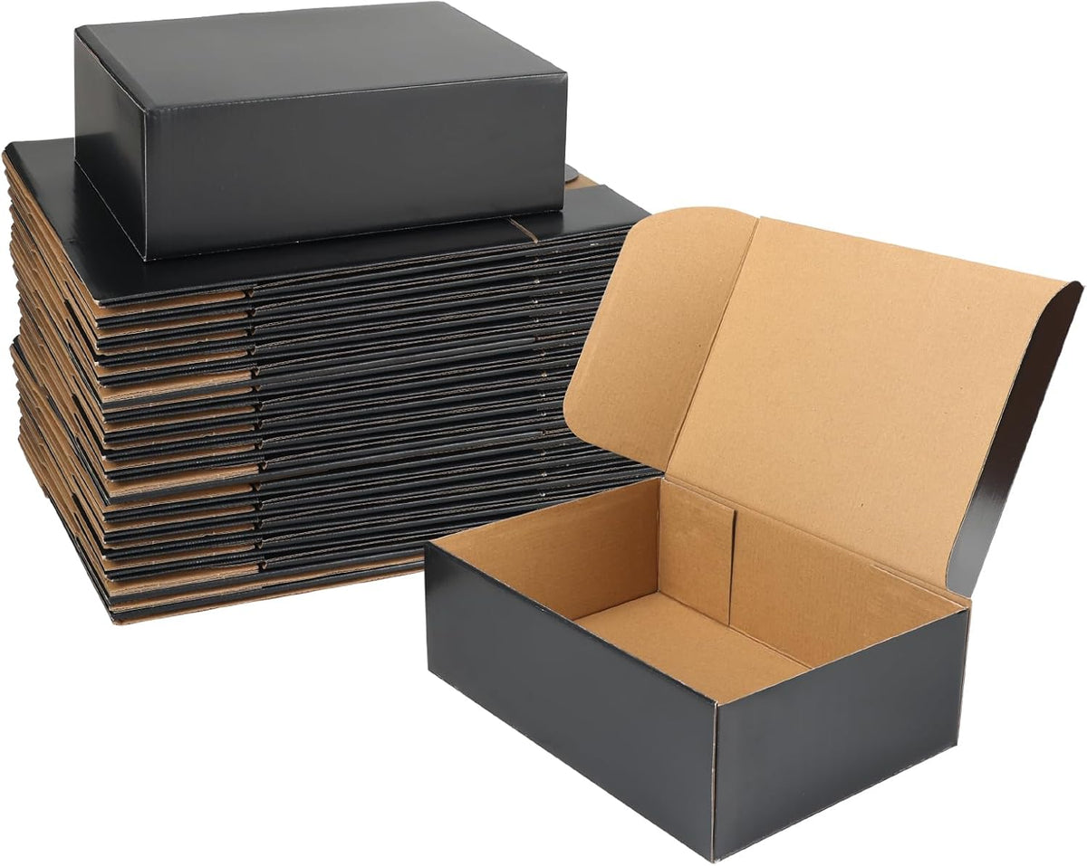 black 12x9x4 shipping boxes set of 25, corrugated, main product view
