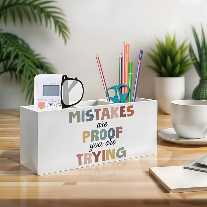 Exqcom Boho Mental Health Pen Pencil Holder, Therapy Office Decor, Mistakes Are - Image 3