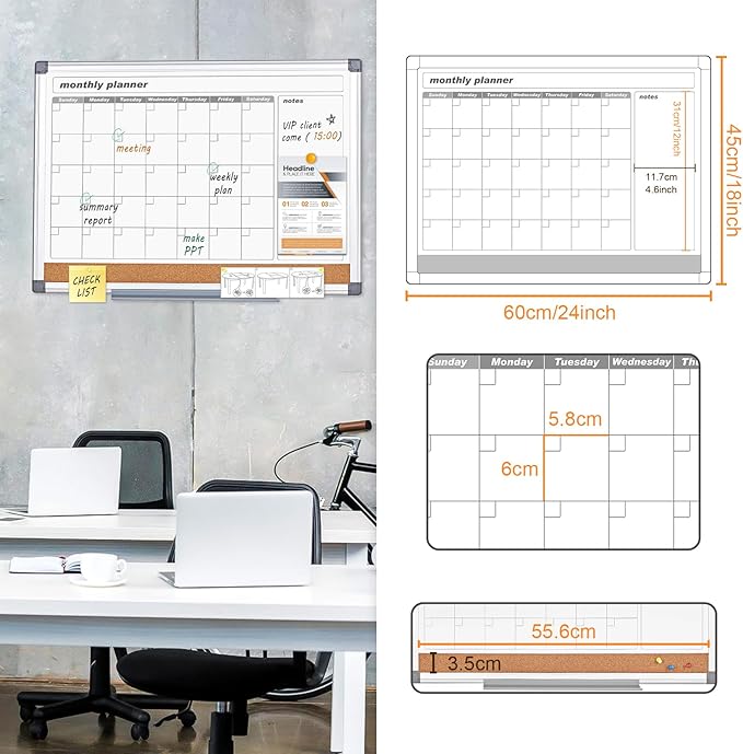 MAKELLO Dry Erase Calendar for Wall 24" x 18", Kitchen and Bedroom - Image 2