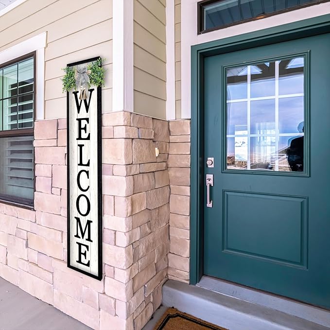 LuZhiQiang Front Porch for Welcome Standing Sign 45"X9" Vertical Tall Long - Image 7