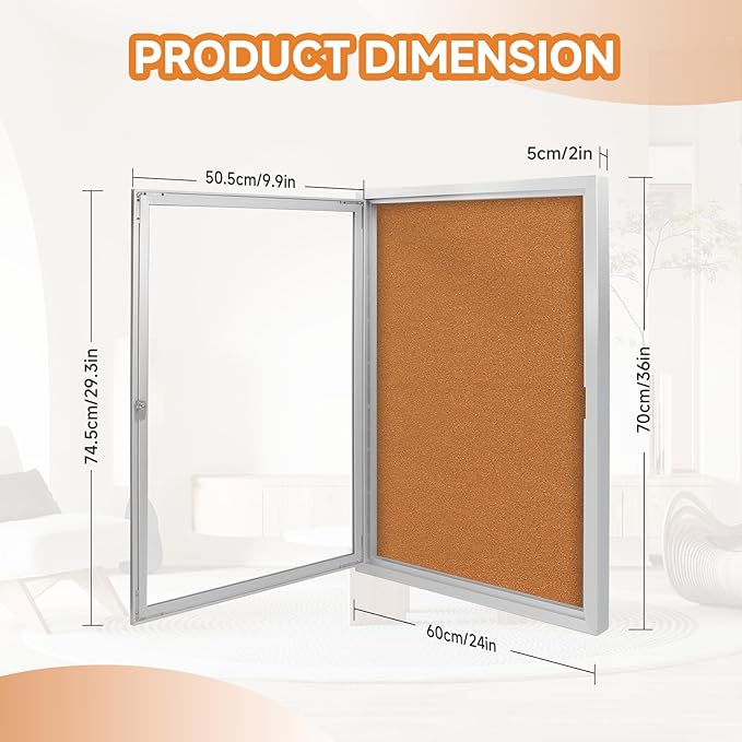 Enclosed Bulletin Board with Locking Door, Outdoor Bulletin Board Weatherproof - Image 2