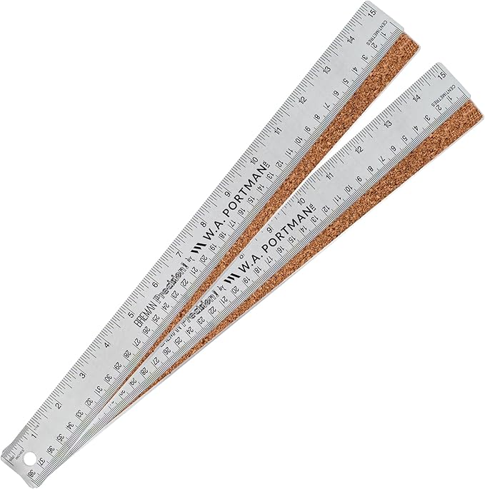 Breman Precision Metal Ruler 15 Inch Cork Back – 2 Pk Stainless Steel Straight by WAPortman
