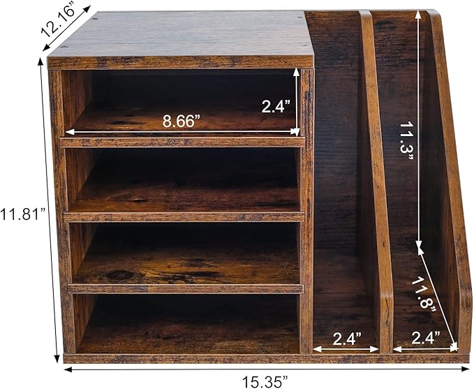 PAG Wood Desktop File Holder Organizer Mail Sorter - Image 4