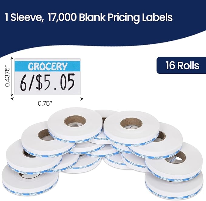 Perco Blue Reverse Print on White Grocery Labels to fit Monarch 1110 Price Gun - Image 3
