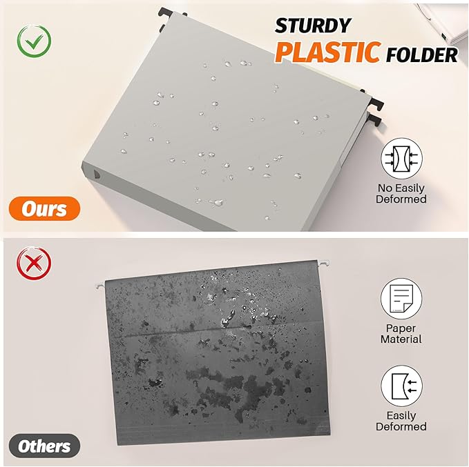 Shutex Extra Capacity Plastic Hanging File Folders, 12 Pack Reinforced - Image 3