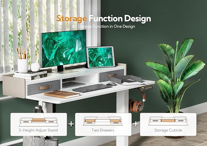 Claiks Standing Desk with Drawers, Stand Up Electric Standing Desk Adjustable - Image 4