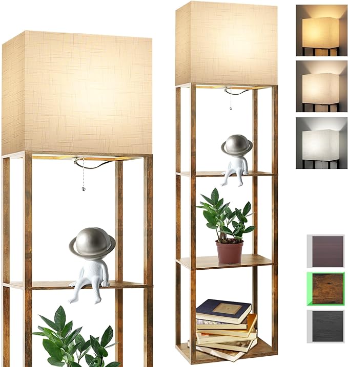 RUNTOP Plus Floor Lamp with Shelves, Modern Shelf Floor Lamp with 15W 3CCT LED by RUNTOP