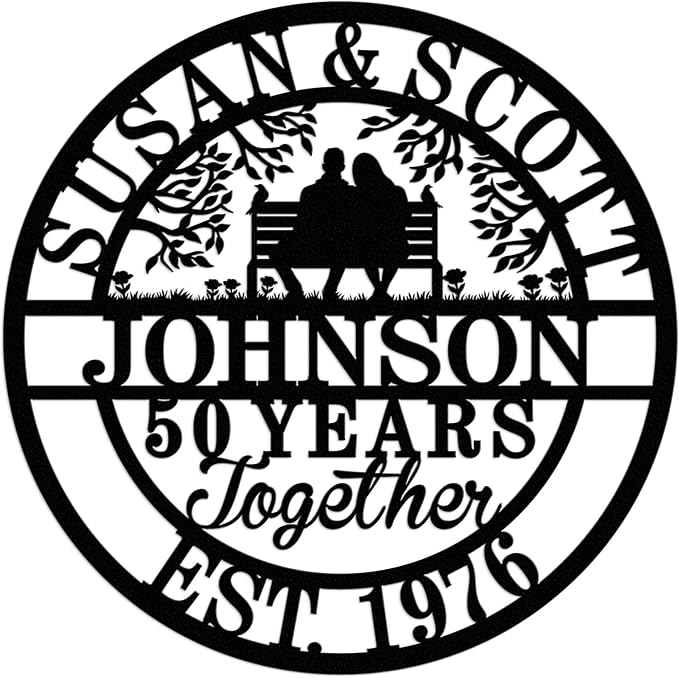 Personalized Wedding Anniversary Sign Gifts, Custom 50th 40th 65th 60th 25th by HZYCYYFC
