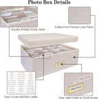 Sprsthai Linen Photo Storage Box – Holds 1700 Photos, 24 Adjustable Dividers & - Image 4