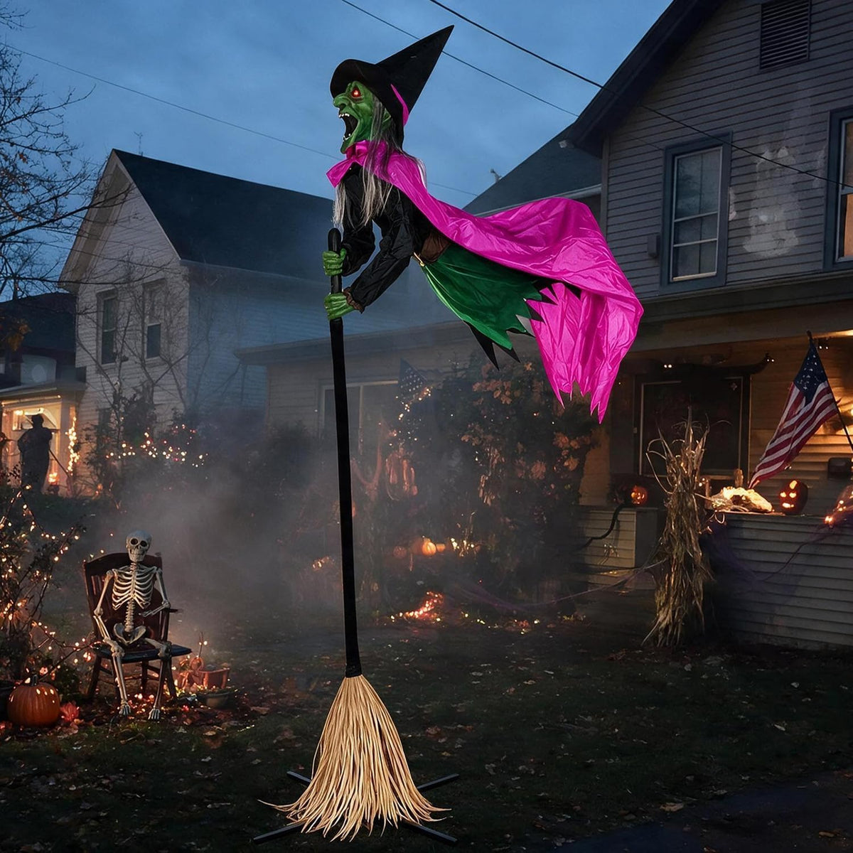 Halloween Decorations Outdoor – 10.5FT Animated Hovering Witch Animatronics w...