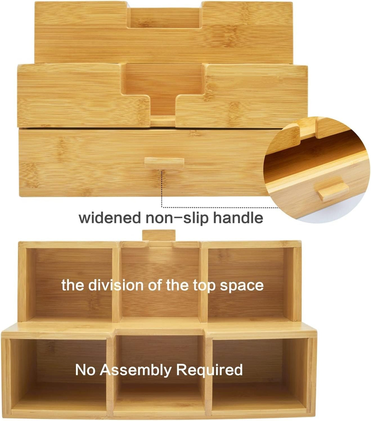 bamboo desk organizer - countertop drawers organizer tabletop showing dimensions