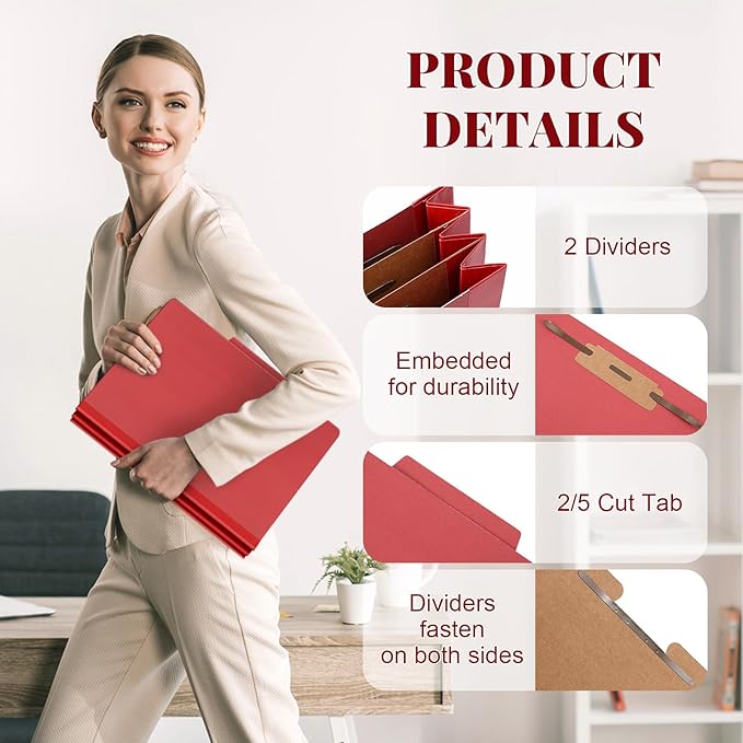 Skyygemm 36 Pcs Classification Folders Letter Size, 2 Divider Pressboard File - Image 3