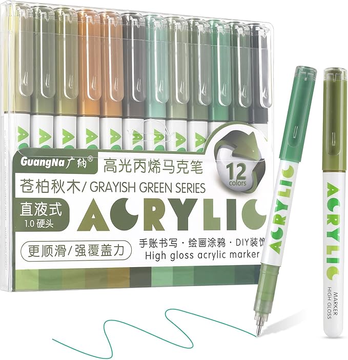 kander Acrylic Gel Pens, 12 Colors Highlighter Acrylic Gel Ink Pens by Yourcreativeassistant