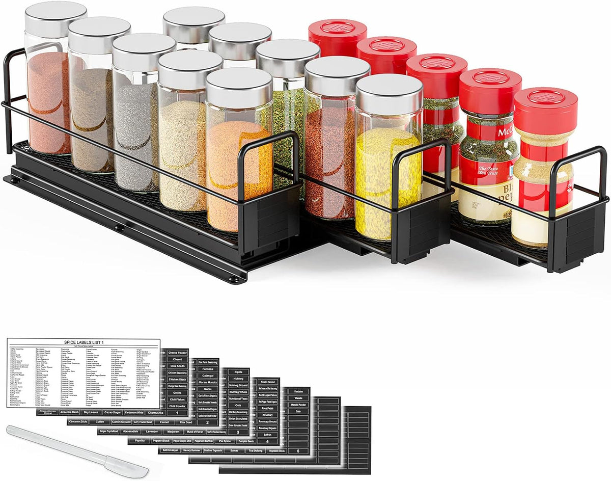 SpaceAid Pull Out Spice Rack Organizer for Cabinet, Heavy Duty Slide Out Seas...