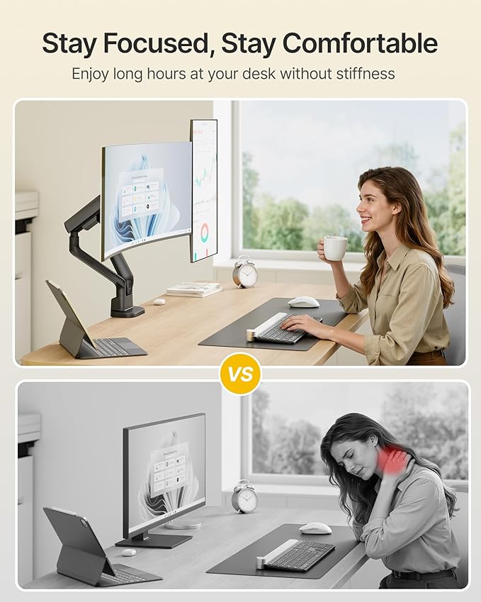 monTEK Dual Monitor Arm, Mechanical Spring Monitor Arm - Image 4