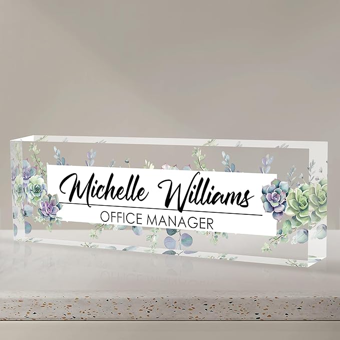 Personalized Name Plate for Desk, Custom Desk Name Plate, Acrylic Name Plate by EOBIBIFUN