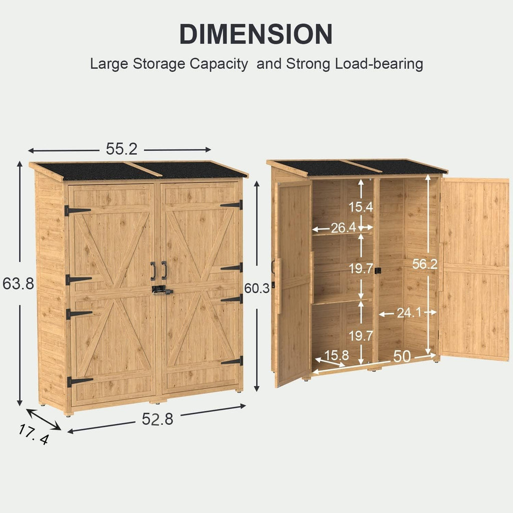 gizoon outdoor cabinet, waterproof roof, double lockable wooden, front angle view
