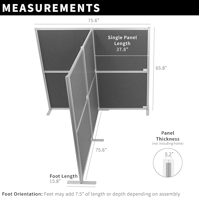 VIVO T-Shape Modular Corner Wall System, 4 Panels, Modern Professional Office - Image 3