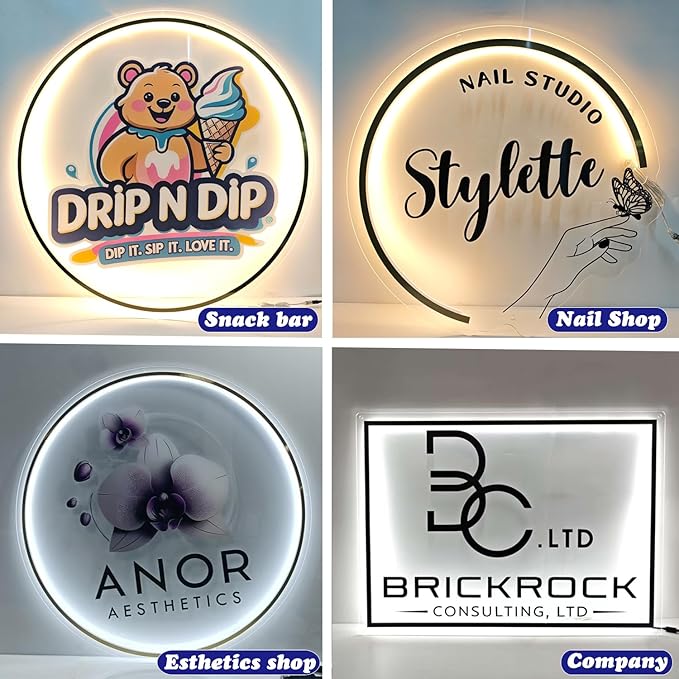 Custom Backlit Logo Sign, Plug/Battery Personalized Led Backlight Metal/Acrylic - Image 4